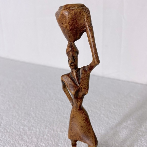 Vintage Brown Wooden Sculpture African Folk Art - Picture 8 of 13